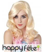 Perruque blonde ondulée avec pointes rose, image 1