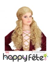 Perruque blonde ondulée style médiéval pour enfant