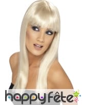 Perruque blonde platine longue avec frange