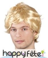 Perruque blonde pour homme, années 70