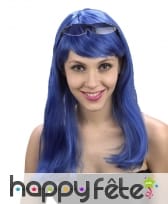 Perruque bleu uni pour femme