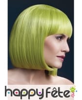 Perruque bob verte pastel élégante avec frange