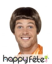 Perruque coupe au bol marron pour homme