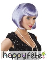 Perruque carré court mauve pour femme