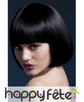 Perruque carré court noir et frange.