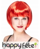 Perruque carré court rouge avec frange droite, image 1