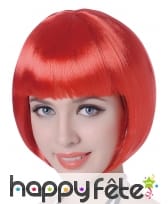 Perruque carré court rouge avec frange droite