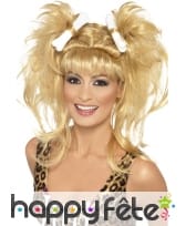 Perruque couettes des cavernes blonde