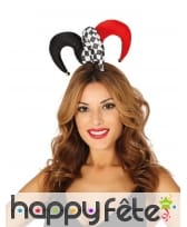 Petit chapeau d'arlequin noir rouge pour adulte