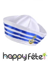 Petit chapeau de marin blanc et bleu, image 1