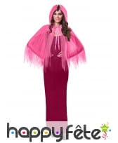 Petite cape en voile rose avec capuche pour femme