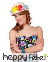 Petit chapeau Hawaï décoré de fleurs