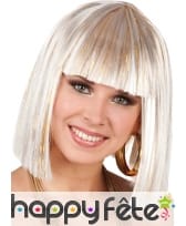 Perruque carré long blond lamelle dorée