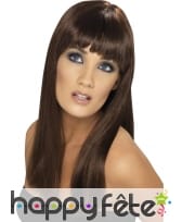 Perruque chatain longue avec frange