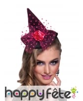 Petit chapeau pointu noir voile rose