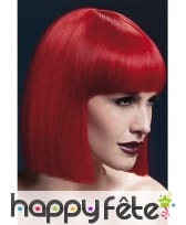 Perruque carré rouge avec frange. 30 cm
