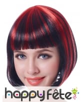 Perruque carré rouge mèches noires