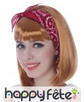 Perruque carré roux rétro et bandana rouge, image 1