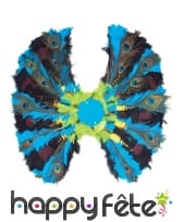 Paire d'ailes décorées de plumes de paon, image 1