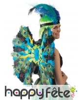 Paire d'ailes décorées de plumes de paon