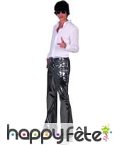 Pantalon disco argenté uni pour homme