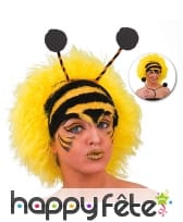 Perruque d'abeille jaune avec antennes