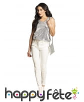 Pochette disco argentée avec sequins pour femme