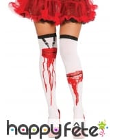 Paire de bas blanc avec coupures ensanglantées