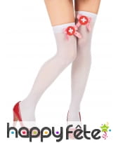 Paire de bas blancs d'infirmière avec noeud