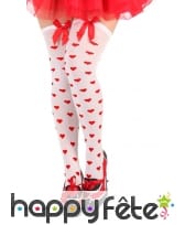 Paire de bas décorés de petits coeurs rouges, image 1
