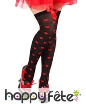 Paire de bas décorés de petits coeurs rouges, image 2