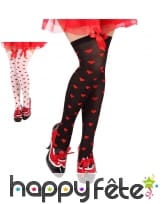 Paire de bas décorés de petits coeurs rouges