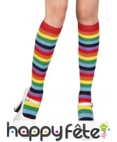 Paire de bas lignés arc-en-ciel