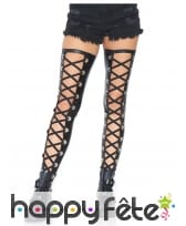 Paire de bas noirs sans pieds avec laçage, adulte