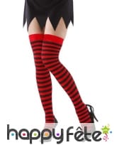 Paire de bas rayés noirs et rouges
