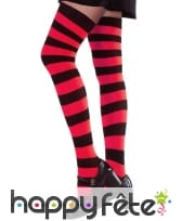 Paire de bas rayés rouge et noir