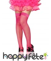 Paire de bas rose autofixant résille fine