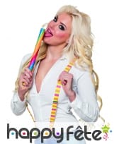 Paire de bretelles fluo rayées