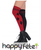 Paire de chaussettes hautes arlequin noir et rouge