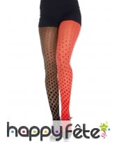 Paire de collants arlequin bicolore noir rouge
