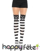 Paire de collants chat rayuré noir blanc