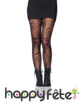 Paire de collants résilles motifs tête de mort