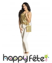 Pochette disco dorée avec sequins pour femme