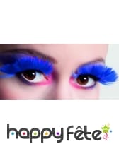 Paire de faux cils de plumes bleues