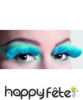 Paire de faux cils de plumes turquoise