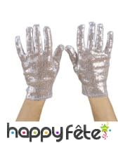 Paire de gants argentés pailletés courts, image 1
