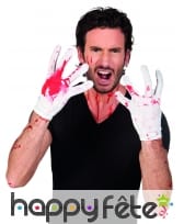 Paire de gants blancs courts ensanglantés, image 1