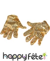 Paire de gants dorés paillettés