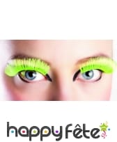 Paire de longs faux cils jaunes fluo