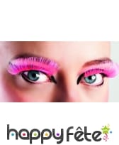 Paire de longs faux cils roses fluo